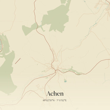 Vintage map of Achen, France.