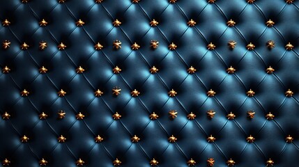 Deep blue tufted leather texture background; luxury design