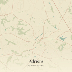 Fototapeta premium Vintage map of Adriers, France.