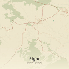 Obraz premium Vintage map of Aigne, France.