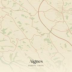 Fototapeta premium Vintage map of Aignes, France.