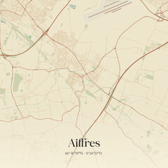 Obraz premium Vintage map of Aiffres, France.