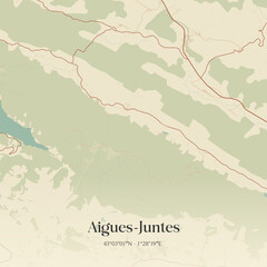 Obraz premium Vintage map of Aigues-Juntes, France.
