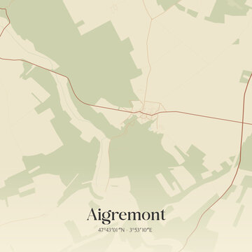 Vintage map of Aigremont, France.