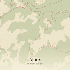Obraz premium Vintage map of Ajoux, France.