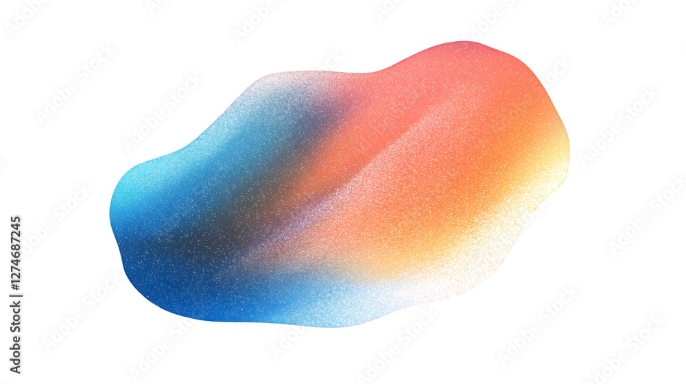 Aufkleber abstract colorful shape with grainy texture flowing on transparent background, ideal for modern and 