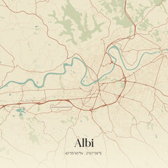 Fototapeta premium Vintage map of Albi, France.