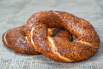 simit - bagels on a wooden table