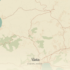 Fototapeta premium Vintage map of Alata, France.
