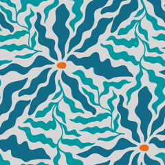 seamless floral pattern with abstact wavy flowers