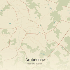 Fototapeta premium Vintage map of Ambernac, France.
