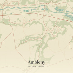 Fototapeta premium Vintage map of Ambleny, France.