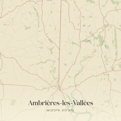 Obraz premium Vintage map of Ambrières-les-Vallées, France.