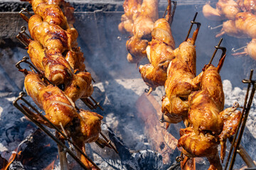 Huli-huli chicken is a grilled chicken dish in Hawaiian cuisine, prepared by barbecuing a chicken...