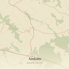 Obraz premium Vintage map of Amions, France.