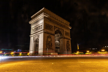 arc de triomphe at night taken with slow shutter speed