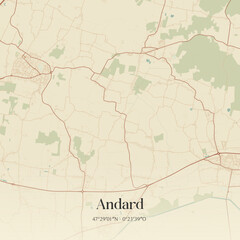 Fototapeta premium Vintage map of Andard, France.
