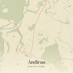 Obraz premium Vintage map of Andiran, France.