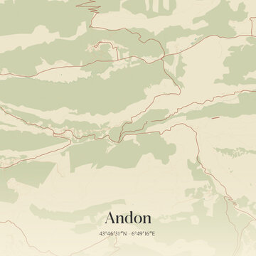 Vintage map of Andon, France.