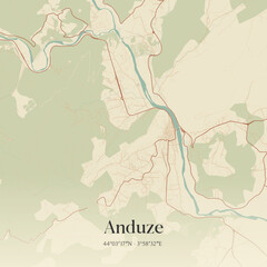 Fototapeta premium Vintage map of Anduze, France.