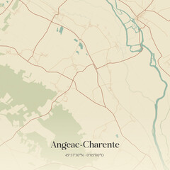 Obraz premium Vintage map of Angeac-Charente, France.