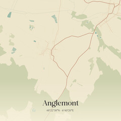 Fototapeta premium Vintage map of Anglemont, France.