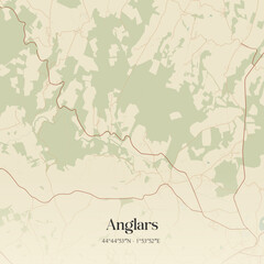 Fototapeta premium Vintage map of Anglars, France.