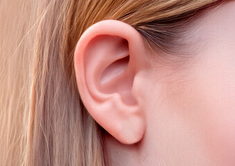 close up of a female ear