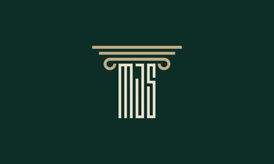 MJS pillar monogram logo design 