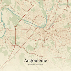 Obraz premium Vintage map of Angoulême, France.