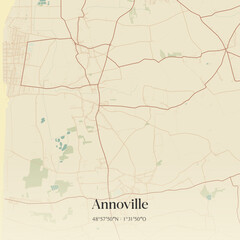 Fototapeta premium Vintage map of Annoville, France.
