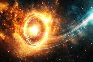 Obraz premium Magnificent cosmic whirlpool with glowing energy in deep space