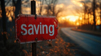 Fototapeta premium A weathered red sign with the word 