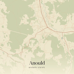 Fototapeta premium Vintage map of Anould, France.