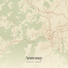 Obraz premium Vintage map of Annonay, France.
