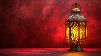 Ornamental lantern, red background, religious symbol, decorative, potential use in religious celebration or home decor