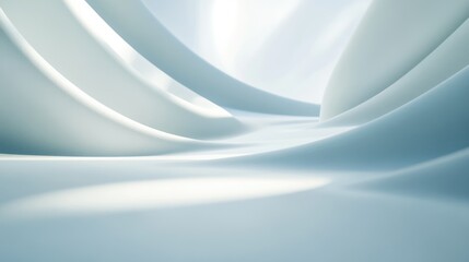 Abstract Light Blue Waves: Minimalist 3D Render