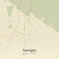 Fototapeta premium Vintage map of Antoigny, France.