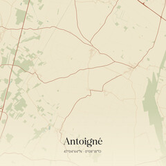 Fototapeta premium Vintage map of Antoigné, France.