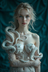 octopus dressing a womans upper body 