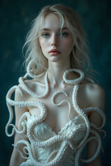 octopus dressing a womans upper body 