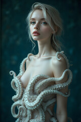 octopus dressing a womans upper body 