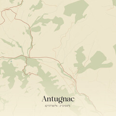 Fototapeta premium Vintage map of Antugnac, France.