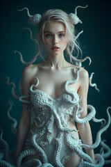 octopus dressing a womans upper body 