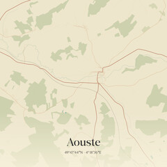 Vintage map of Aouste, France.