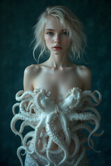 octopus dressing a womans upper body 