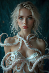 octopus dressing a womans upper body 