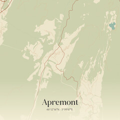 Obraz premium Vintage map of Apremont, France.