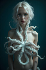 octopus dressing a womans upper body 