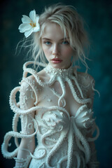 octopus dressing a womans upper body 